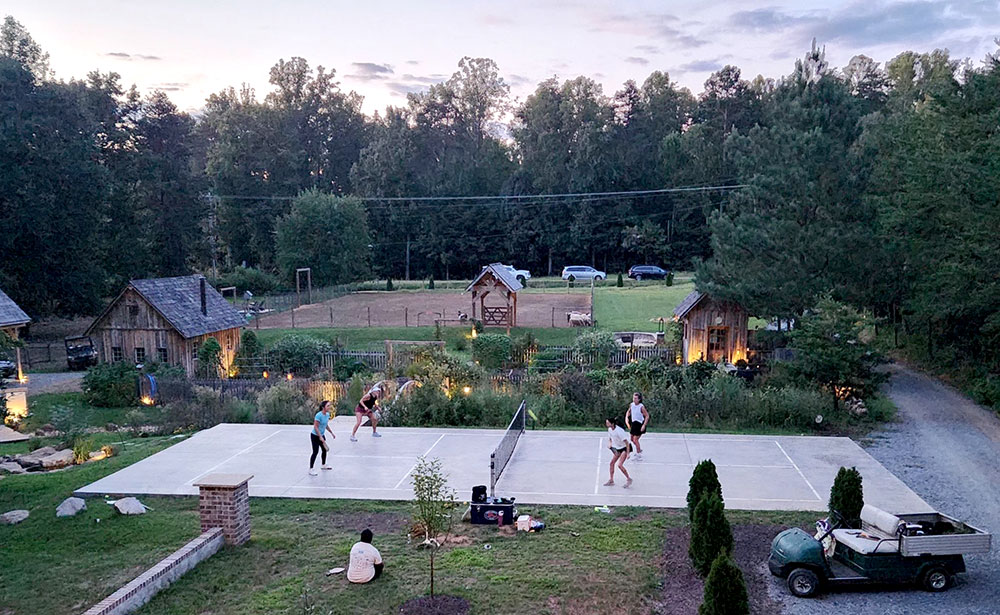 Pickleballers Warming Up and Food for Sampling, too!